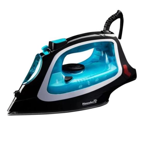 Fier de calcat HAUSBERG HB-7841BL, talpa ceramica, jet de abur 18g/min, Functie spray 2000-2300W, Negru/Albastru