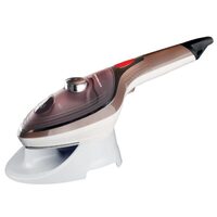 Függőleges gőzölős vasaló, kerámia talppal, Hausberg HB-7885MR, 1100 W, levehető kiegészítővel és 2 darab kefével, Barna