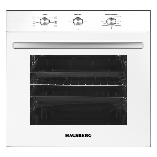 Beépíthető sütő Hausberg HB-8053AB, elektromos, Teljesítmény 2225 W, 71 l, 6 funkciós, Szellőztetés, Időzítő, A osztály, Fehér