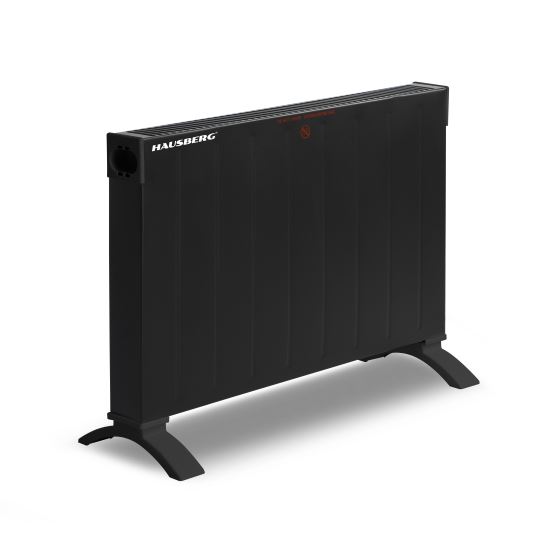 Elektromos konvektor Hausberg HB-8204, 2500W, 2 teljesítményfokozat, Felborulás elleni védelem, Fekete