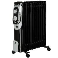 Elektromos fűtés Hausberg HB-8920NG, 2500 W, 11 elem, 3 teljesítményfokozat, állítható termosztát, Fekete