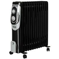 Elektromos fűtés Hausberg HB-8930NG, 2500 W, 13 elem, 3 teljesítményfokozat, állítható termosztát, Fekete