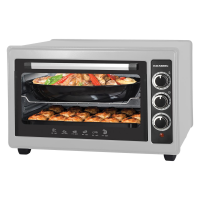 Elektromos sütő Hausberg HB-9026GR űrtartalom 36 liter, teljesítmény 1300-1500W, maximális hőmérséklet 320 fok, időzítő automata leállítás és riasztás funkcióval, szürke