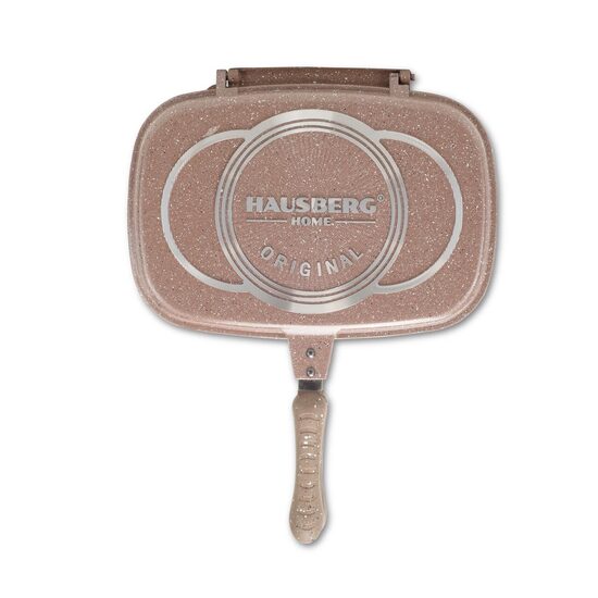 Hausberg HB-H1540PO dupla grillserpenyő, tapadásmentes belső, 36 cm, márvány, narancs