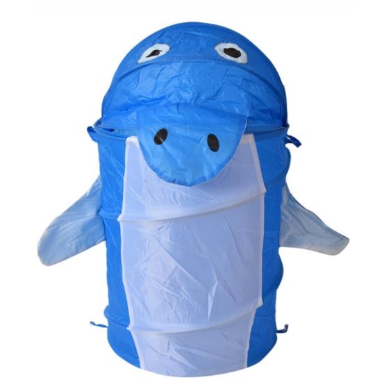 Összecsukható delfin alakú szennyeskosár Ertone MN002 vászonból, Űrtartalom 1,28 liter, ideális ruhaneműkhöz és játékokhoz