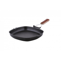 Ertone GRILL serpenyő ERT-MN-528, Öntöttvas anyag, 28cm, ergonomikus kialakítás, Fekete