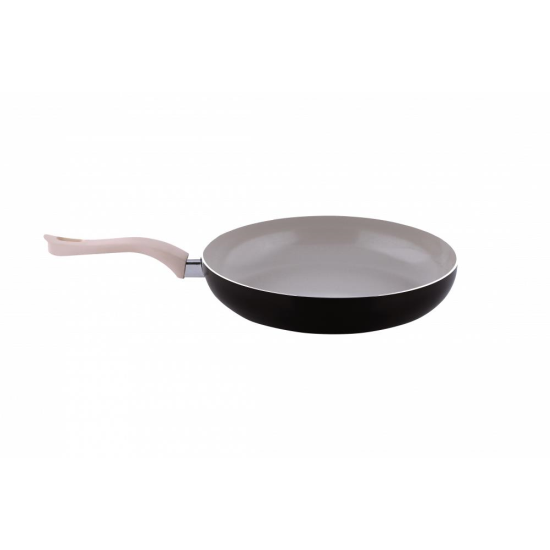 Kerámia serpenyő Ertone ERT-MN 724, 24 cm, kivehető szilikon nyél, Krém/fekete
