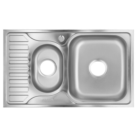 Konyhai mosogató Freddo SN9023D, 2 tál, mészkőmentes, pultlaphoz 78x49 cm, jobb tál, Rozsdamentes acél