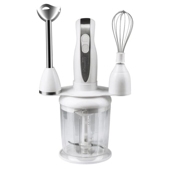 Turmixgép 4 az 1-ben, Hausberg HB-7666AB, 2 sebesség, rézmotor, rozsdamentes acél penge, 350 W, fehér
