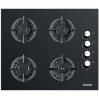 Hausberg HB-567NG beépíthető főzőlap, Gáz, 4 égős, GAS biztonsági rendszer, Öntöttvas grill, Anyaga Üveg, Fekete