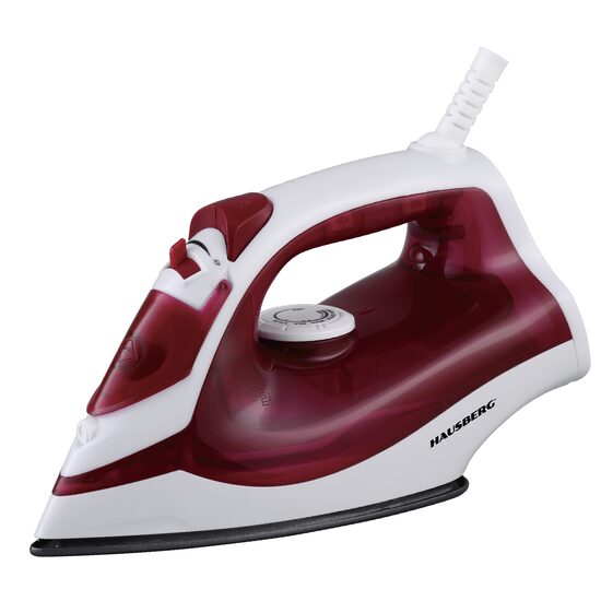 Hausberg HB-7850RS vasaló, 2000W, kerámia bevonatú acéltalp, 150 ml-es víztartály, Piros-Fehér