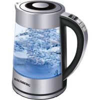 Üveg vízforraló digitális kijelzővel HAUSBERG HB-3625, teljesítmény 1800W, űrtartalom 1,8 L, LED jelzőfény, automatikus leállítás, Anyaga rozsdamentes acél + üveg