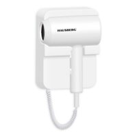 Hajszárító falra szerelhető HAUSBERG HB-260AB, 1200W, 2 sebességfokozat, túlmelegedés elleni védelem, tartozékok mellékelve, Fehér