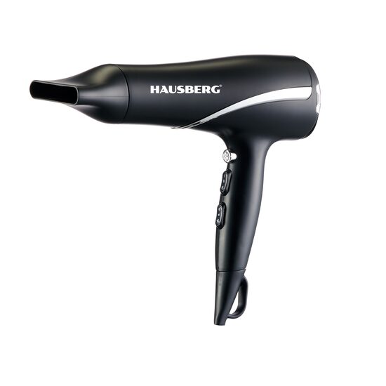 Hajszárító HAUSBERG HB-24NG, 1800 W - 2200 W, 2 sebesség, 3 hőmérséklet beállítás, gyors szárítási funkció, fekete