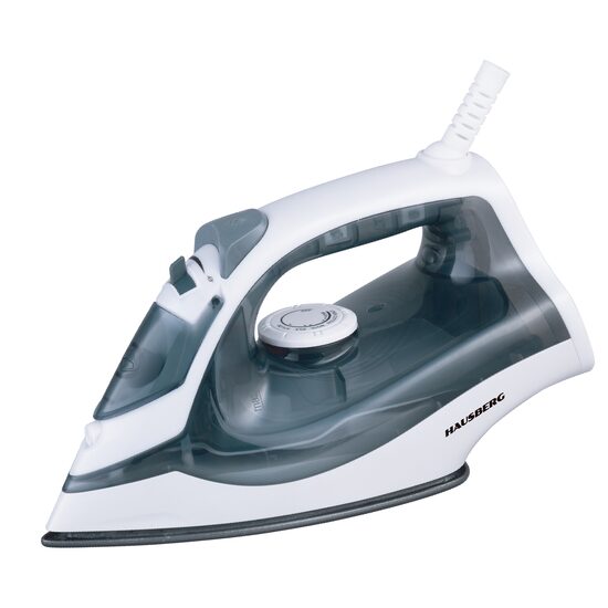 Hausberg HB-7850GR vasaló, 2000W, kerámia bevonatú acéltalp, 150 ml-es víztartály, Szürke-Fehér