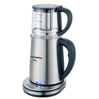Digitális teafőző HAUSBERG HB-3640IN, 1500 W, csésze 1,7 literes, teáskanna 1 literes, rozsdamentes acél panel digitális kijelzővel, termosztát, Inox