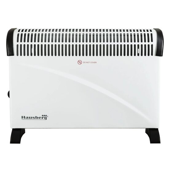 Elektromos konvektor HAUSBERG HB-8206, 3 teljesítményfokozat 750/1250/2000W, állítható termosztát, túlmelegedés elleni védelem, jelzőlámpa, Fehér