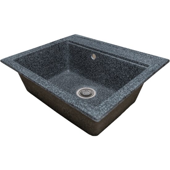 Chiuveta bucatarie Sanitec Vena SN9034NG, granit-compozit, negru, 1 cuva dreptunghiulara, 60 x 50 cm