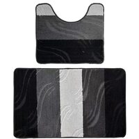 2 db HAUSBERG HB-H437GR fürdőszobai szőnyeg készlet, textil anyag, 57x100/57x50 cm, szürke
