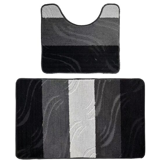 2 db HAUSBERG HB-H437GR fürdőszobai szőnyeg készlet, textil anyag, 57x100/57x50 cm, szürke