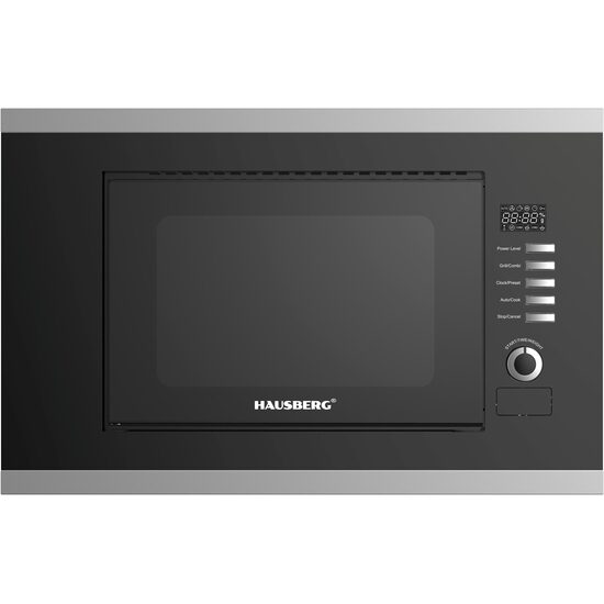 Beépíthető mikrohullámú sütő HAUSBERG HB-8065NG, 20 liter, 1200 W, 6 teljesítményfokozat, 8 automata program, mechanikus vezérlés, leolvasztás, időzítő, gyerekzár rendszer, fekete