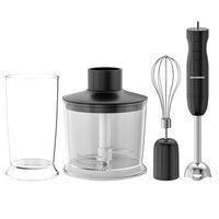 Turmixgép 3 az 1-ben HAUSBERG HB-7701NG, 500 W, 2 sebesség, ABS anyag, rozsdamentes acél pengék, 700 ml-es üvegkapacitás, 500 ml-es aprító, fekete