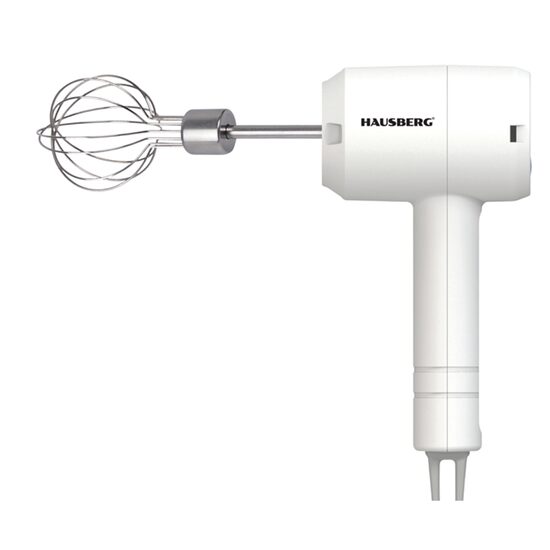 HAUSBERG HB-4110 hordozható kézi mixer, 20W teljesítmény, 3 sebesség, 800mAh akkumulátor, fehér