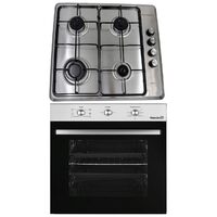 Beépített csomag Hausberg Sütő HB-8053IN, Elektromos, Teljesítmény 2225 W, 71 l, 6 funkció, Szellőztetés, Időzítő, A osztály, Beépíthető főzőlap HAUSBERG HB-580IN, elektromos gyújtás, gáz, 4 égő, biztonsági rendszer, Fekete -Rozsdamentes acél