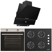 Beépített csomagok HAUSBERG sütő HB-8051IN, Elektromos, 2000 W, 76 l, 4 funkciós, A osztály, Főzőlap HB-567NG, Gáz, 4 égős, GÁZbiztos, öntöttvas, Üveg, Dekoratív páraelszívó HB-2285NG, 60 cm, Alumínium szűrő, fekete/rozsdamentes acél