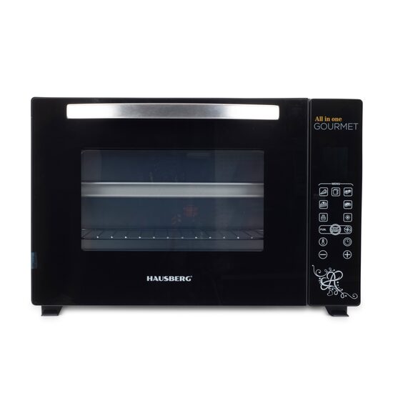 Elektromos sütő Hausberg HB-9265, 2000W, Hőmérséklet szabályozás 230 fok, Űrtartalom 65L, Turbóventilátor, Termosztát, Fekete