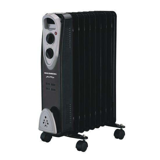 Elektromos fűtés Hausberg HB-8909NG, 2000 W, 9 elem, 3 teljesítményfokozat, Állítható termosztát, Túlmelegedés elleni védelem, Felborulás elleni védelem, Fényjelző, Fekete