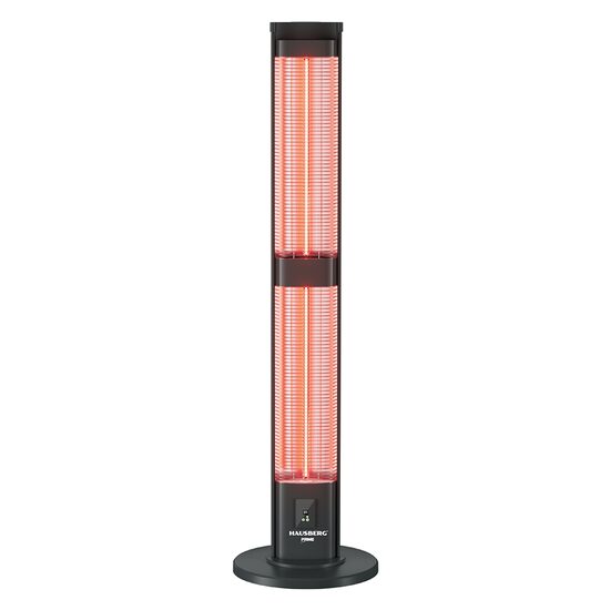 Digitális elektromos radiátor távirányítóval Hausberg HB-8570NG, 3000W, 3 fűtési fokozat, dupla szénszálas cső, IP45 védettség, digitális termosztát, Fekete