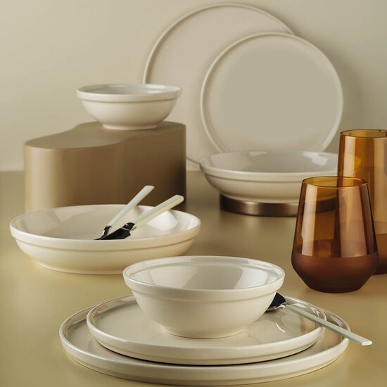 FIT-C asztali szervíz, 24 db, 6 személyes, porcelán, krém, kutahya porcelán