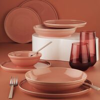 FIT-C asztali szervíz, 24 db, 6 személyes, porcelán, rózsaszín, kutahya porcelán