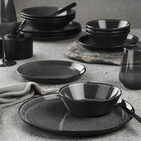 FORZA asztali szervíz, 24 db, 6 személyes, porcelán, fekete, kutahya porcelán
