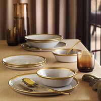 FORZA asztali szervíz, 24 db, 6 személyes, porcelán, bézs arannyal, kutahya porcelán