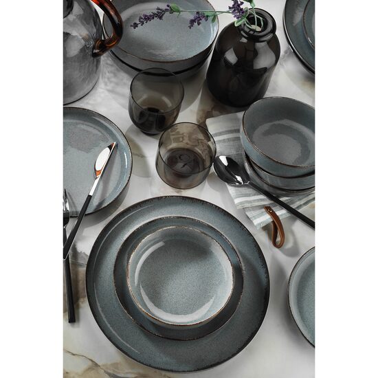 Moderna Dotti asztali szervíz, 24 db, 6 személyes, porcelán, kék, kutahya porcelán