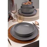 Moderna Colore Glossy asztali szervíz, 24 db, 6 személyes, porcelán, fényes szürke, kutahya porcelán