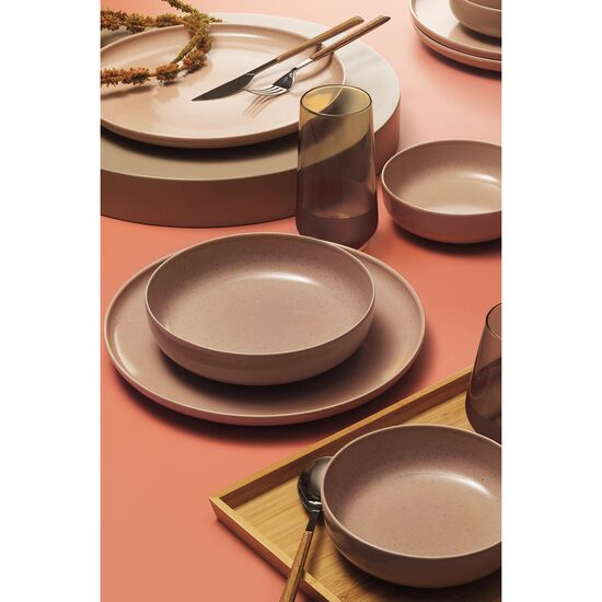 Moderna Colore Matt asztali szervíz, 24 db, 6 személyes, porcelán, matt rózsaszín, kutahya porcelán