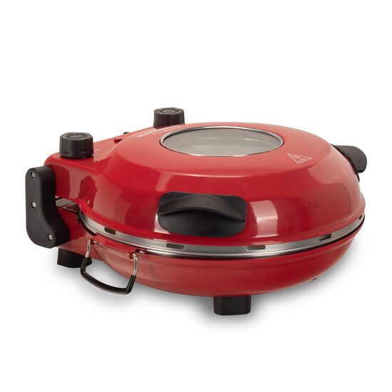 Speciális pizzasütő XL HAUSBERG HB-675RS kősütőfelülettel, hőszabályozóval 405°C-ig, Piros
