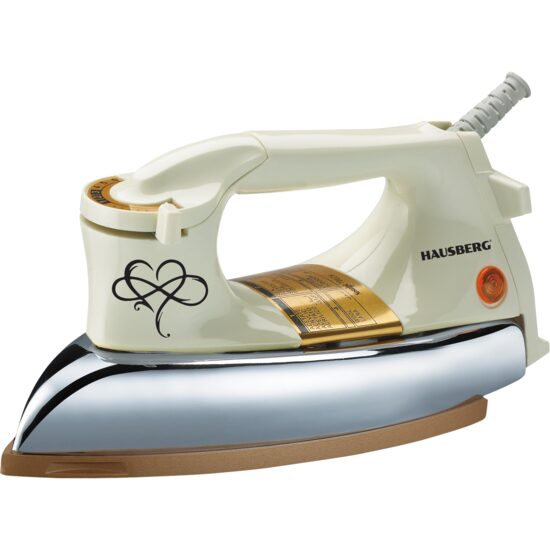 Retro vasaló HAUSBERG HB-7818BJ, 1000-1200W, Öntött kerámia bevonatú vasalótalp, Termosztát, 6 hőmérséklet-beállítás, Fényjelző, Túlmelegedés elleni védelem, Hőmérséklet 200°C, Bézs