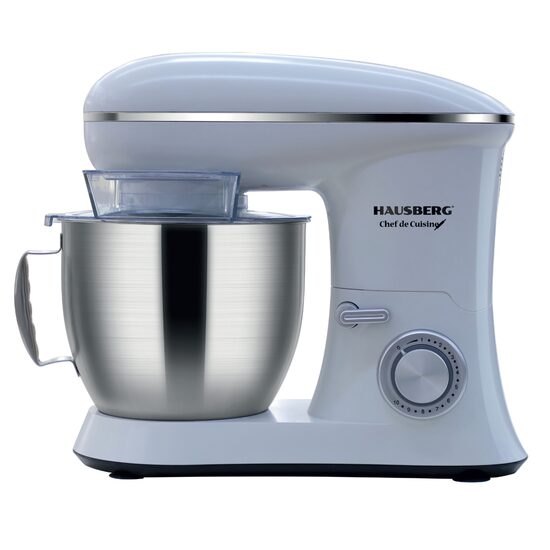 Keverő rozsdamentes acél edénnyel HAUSBERG HB-7622AB, 1600-1700 W, 6,5 L-es rozsdamentes acél tál, 10 sebesség, Zajszint 95 dB, Fehér