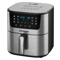 Digitális forrólevegős olajsütő HAUSBERG HB-2363IN, 1650-1900 W, 12 program, 7,5L kapacitás, hűtőventilátor, állítható hőmérséklet, 60 perces időzítő, Rozsdamentes acél