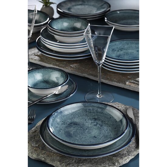 Kutahya Porcelain Bone Teos 24 részes étkészlet 6 személyes kék porcelán színben