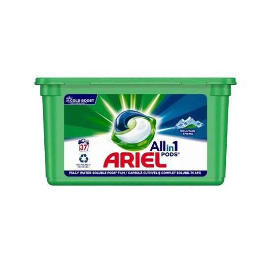 Ariel All in One PODS Mountain Spring kapszulás mosószer, 37 mosáshoz
