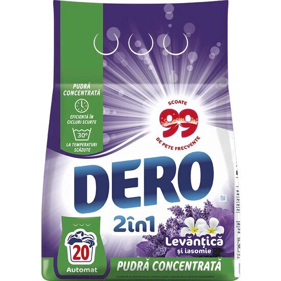 Dero 2in1 automata mosószer levendula illattal, 20 mosás, 1,5 kg