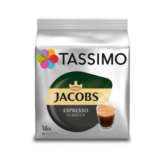 Jacobs Tassimo Espresso Classico kávékapszulák, 16 kapszula, 118,4 g