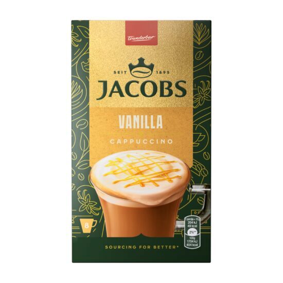 Jacobs Vanilla Cappuccino instant kávé, 8 tasak x 12 g