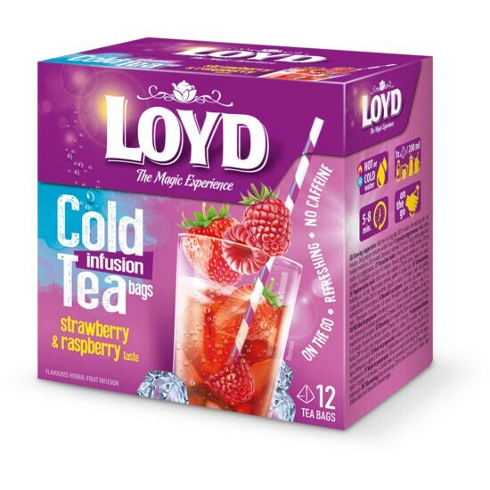 Loyd Cold Infusion Tea Eper és Málna ízű, 12 filter