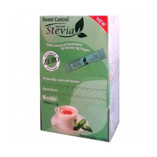 Természetes édesítőszer Sweet Control Stevia kivonat alapján, 100 tasak, 100 g
